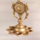 Vintage Hanging Brass Oil Lamp with Lord Vishnu Chakra