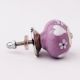 Purple Ceramic  Heart and Floral Cabinet Drawer Knobs