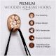Wooden Self Adhesive Brown Hooks