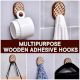 Wooden Brown White No Damage Wall Adhesive Hook