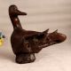 Handmade Vintage Wooden Duck Statue in European Art