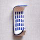 Ceramic Blue Check Adhesive Wall Mounted Hook