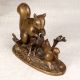Handmade English Art Brass Statue of Squirrel Family for Decor