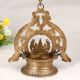 High-Quality Brass Hanging Gajalakshmi Oil Lamp in Brown Finish