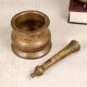 Vintage Brown Brass Mortar and Pestle Spice Grinder for Decor