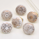 6 Pieces Golden Flower Flat Ceramic Drawer Knobs