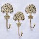 3 Pieces Golden Brass Tree Key Wall Hooks