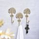 3 Pieces Golden Brass Tree Key Wall Hooks
