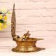 Vintage Brass Lakshmi Ganesha Oil Lamp in South Indian Art