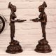Dark Finish Brass Pair of Deep Lakshmi Statue for Decor