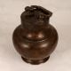 Indian Brass Holy Water Pot with Lid in Dark Brown Finish