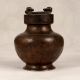Indian Brass Holy Water Pot with Lid in Dark Brown Finish