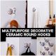 6 Pieces Decorative Multicolor Floral Ceramic Round Wall Hooks