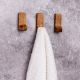 6 Pieces Small Natural Wooden No Drill Adheshive Wall Hooks