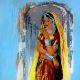 Vintage Glass Painting of Lady for Home Decoration