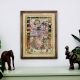 Vintage Paper Painting of Lord Krishna with Cow in Frame