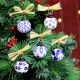 Round Blue and White Balls Ceramic Christmas Ornaments-Pack of 12