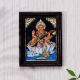 Tanjore Painting of Goddess Saraswati in Wooden Frame