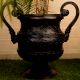 Dark Finish Vintage Brass Flower Pot with Two Handles for Decor