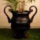 Dark Finish Vintage Brass Flower Pot with Two Handles for Decor