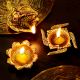 Designer Golden Aluminium Diwali Diya For Pooja Room Decoration Pack of 3