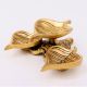 Modern Antique Golden Brass 3 Leaf Shaped Oil Lamp For Diwali Pooja