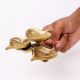Modern Antique Golden Brass 3 Leaf Shaped Oil Lamp For Diwali Pooja