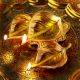 Golden Brass 3 Leaf Shaped Oil Lamp For Diwali Pooja