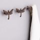 Handmade Modern Antique Dragonfly Iron Wall Hooks Pack of 3 Pieces