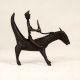 Dark Finish Brass Bull with Rider for Decor in Tribal Art