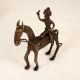 Antique Brown Tribal Art Horse with Rider Made of Brass