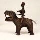 Handmade Vintage Brass Hippopotamus with Rider in Tribal Art