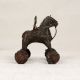 Tribal Art Brass Horse on Wheels with Rider Statue for Decor