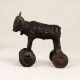 Handmade Brass Statue of Bull on Wheels from Central India