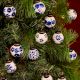 25 Pieces Modern Blue Round Tiny Ceramic Christmas Ornaments