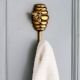 Modern Bee Honeycomb Aluminum Hook In Golden Finish