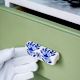 Ceramic Blue Leaf Floral Drawer Handle (Medium Size)