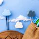 Multicolor Ceramic Cloud Modern Kids Wall Hook-Pack of 3