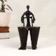 Handmade Vintage Brass Statue of Musician Playing Drums for Decor