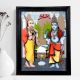Lord Krishna and Sudama Glass Painting for Decoration