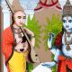 Lord Krishna and Sudama Glass Painting for Decoration