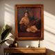 Hand Painted Canvas Oil Painting of Lady Playing Sitar