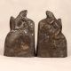Handmade Vintage Finish Brass Frog Bookends in Set of 2