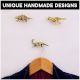 Modern Dinosaur Aluminium Golden Heavy Duty Wall Hooks-Pack of 3