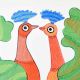 Gond Art Acrylic Painting of Peacock by Padma Shri Durgabai Vyam