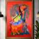 Hand-Painted Traditional Gond Art Paper Painting by Padma Shri Durgabai Vyam