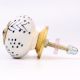 White Black Dots Leaf Cabinet Knob