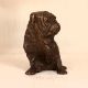 Dark Finish Handmade Brass Dog Statue in Sitting Position