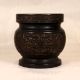 Engraved Vintage Brass Chinese Pot in Dark Finish for Decoration