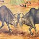 Two Bulls Fighting Stunning Canvas Painting for Hanging